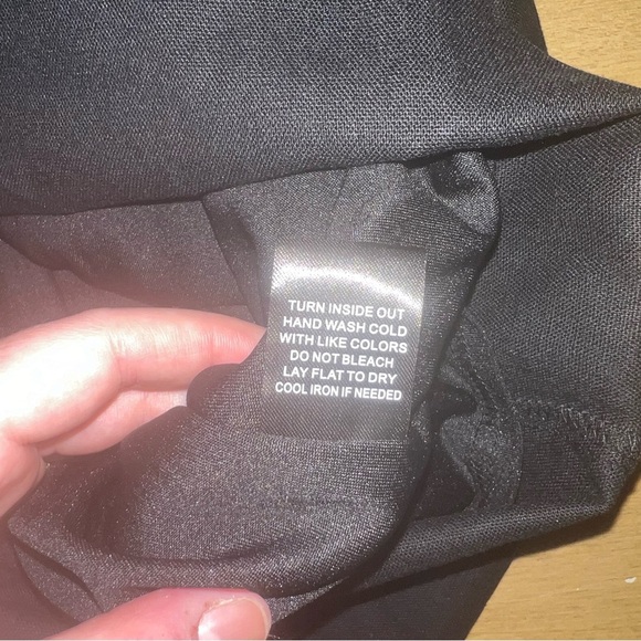 NWT The Workshop Black Linen Spaghetti Strap Dress M Lace up Back with Slit - Picture 5 of 11